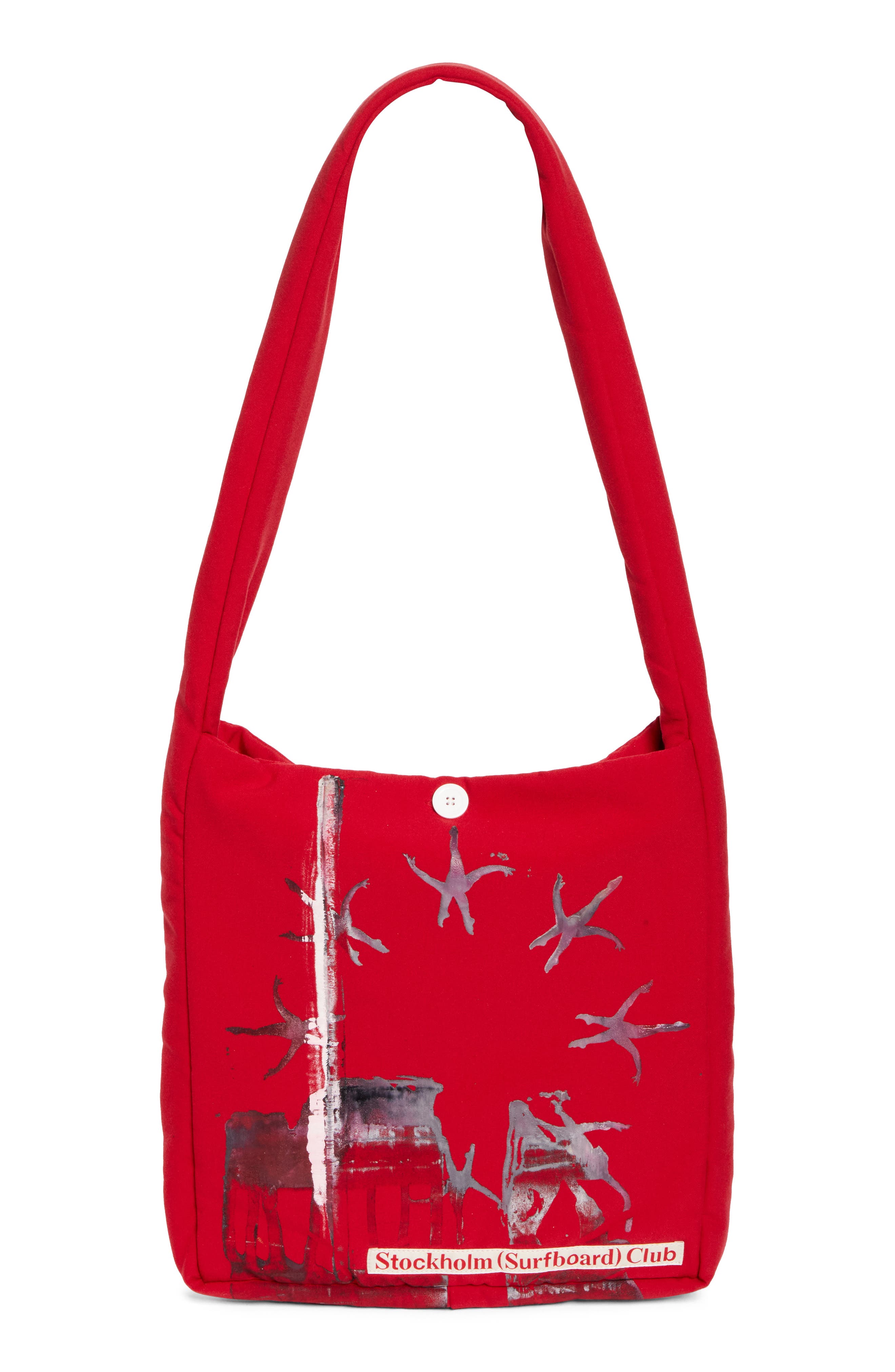 STOCKHOLM SURFBOARD CLUB Ford Padded Square Crossbody Tote in Red 