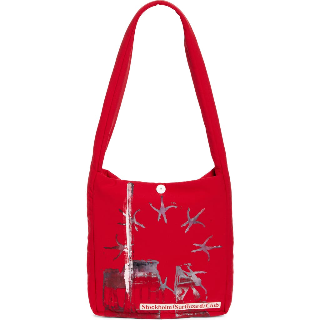 STOCKHOLM SURFBOARD CLUB Ford Padded Square Crossbody Tote in Red