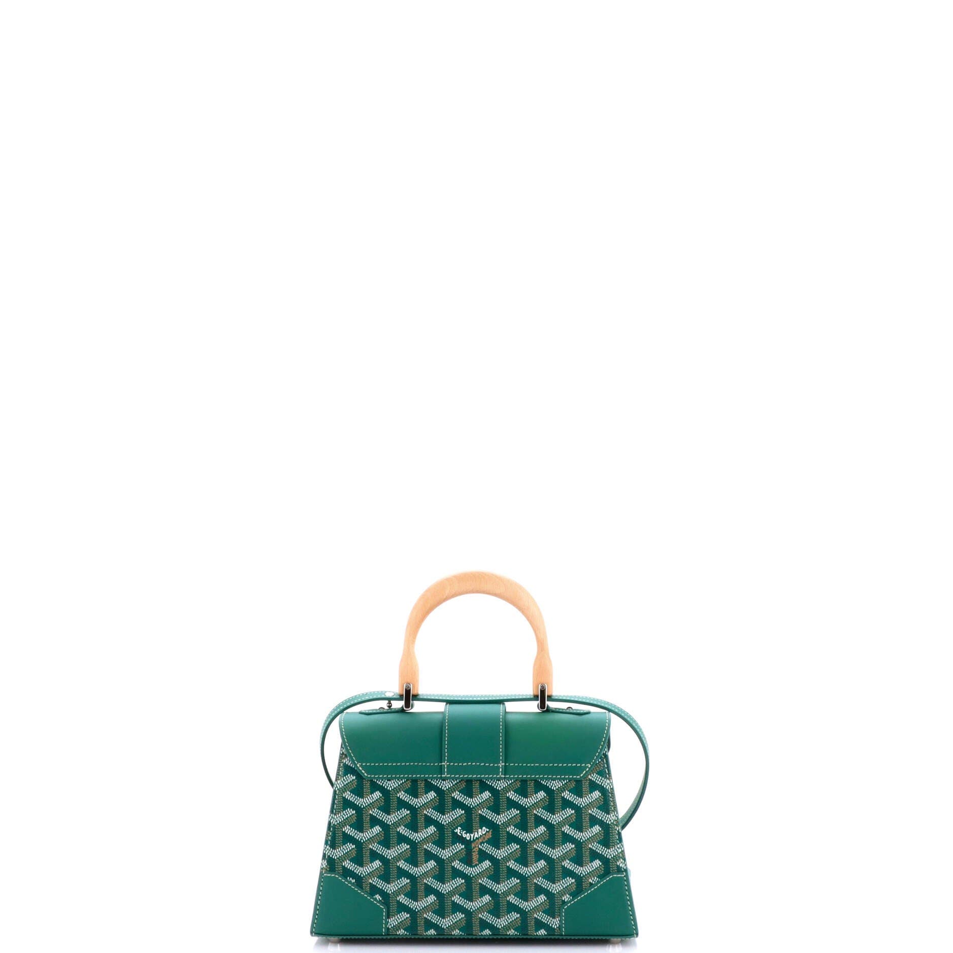Structured Saigon Top Handle Bag Coated Canvas with Leather Mini, Alternate, color, Green