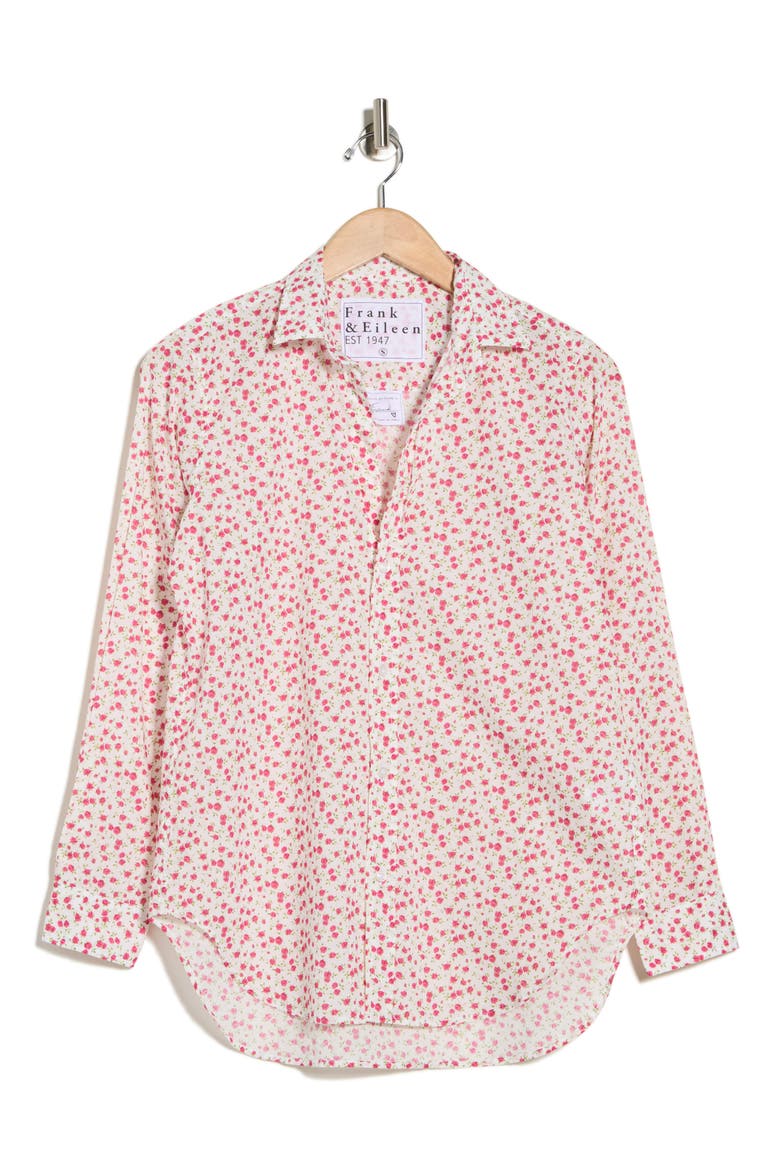 Cotton Button-Up Shirt, Alternate, color, TINY PINK ROSES