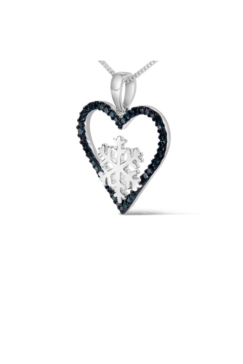 925 Sterling Silver 1/10ct TDW  Blue Treated  Diamond Heart Pendant Necklace, Alternate, color, Silver