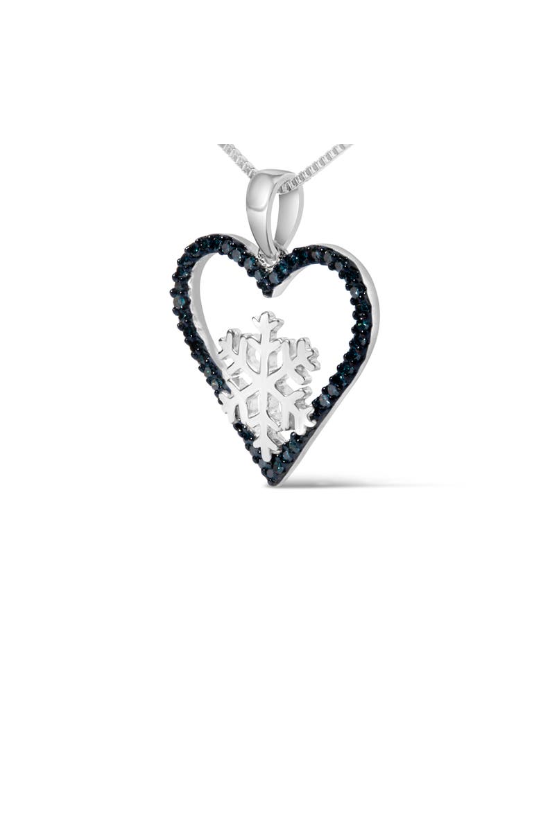 Haus of Brilliance 925 Sterling Silver 1/10ct TDW Blue Treated Diamond Heart Pendant Necklace, Alternate, color, Silver