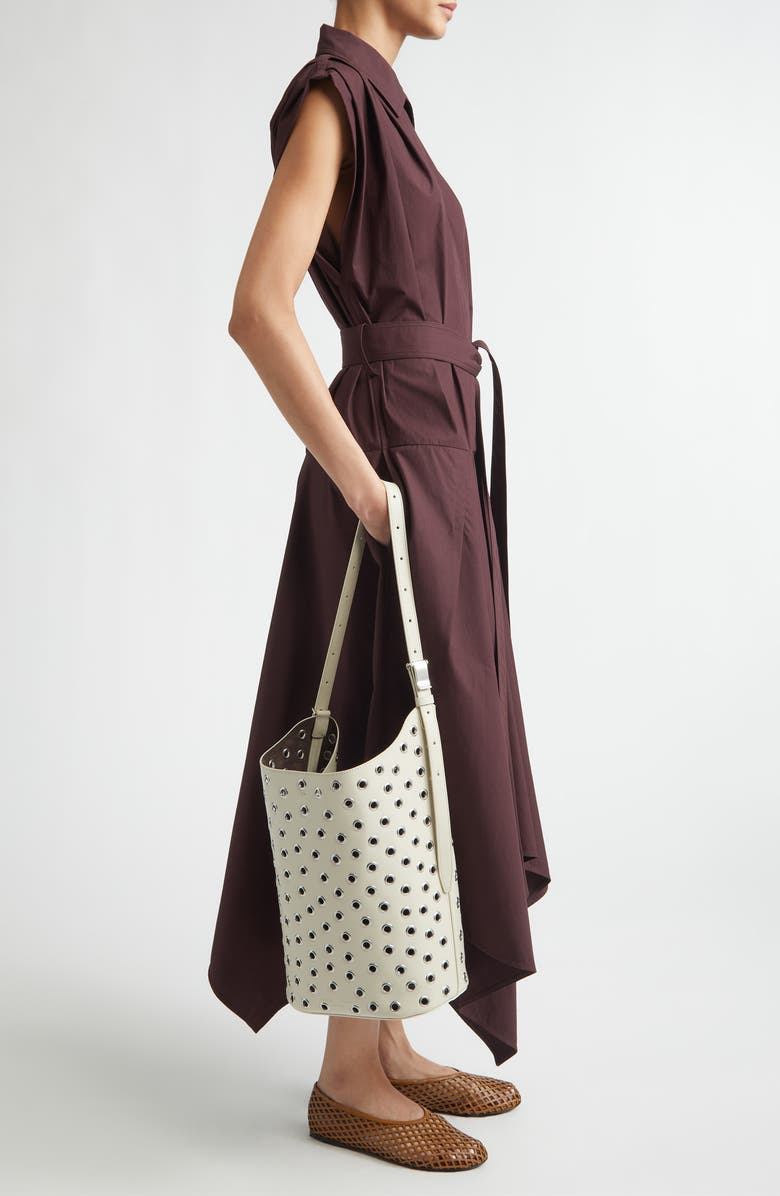 Proenza Schouler Brant Grommet Leather Bucket Bag, Alternate, color, Ecru