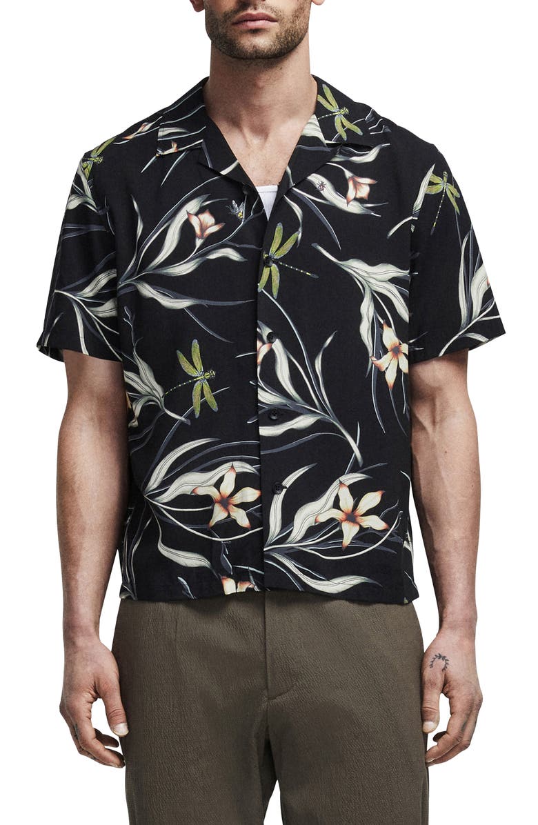 rag & bone Avery Print Short Sleeve Button-Up Camp Shirt, Main, color,