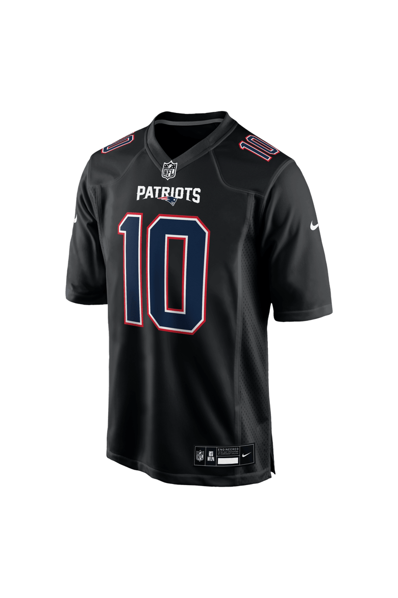 Men's Nike Drake Maye Carbon Black New England Patriots Game Jersey, Alternate, color, Black