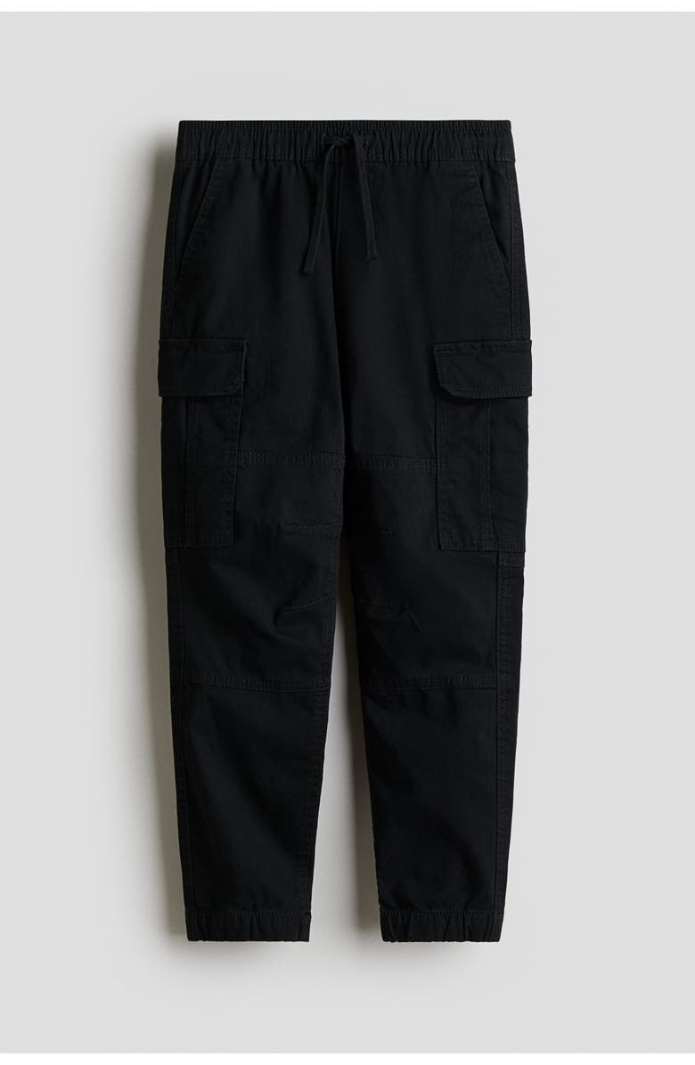 H&M Cotton Cargo Joggers, Main, color, Black