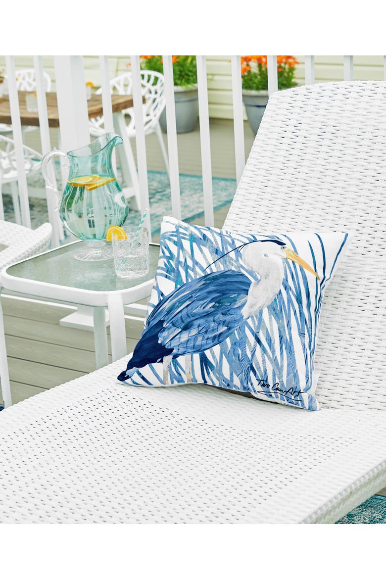 Heron Bird HD Printed Indoor/Outdoor Accent Throw Pillow 18" x 18", Alternate, color, Blue