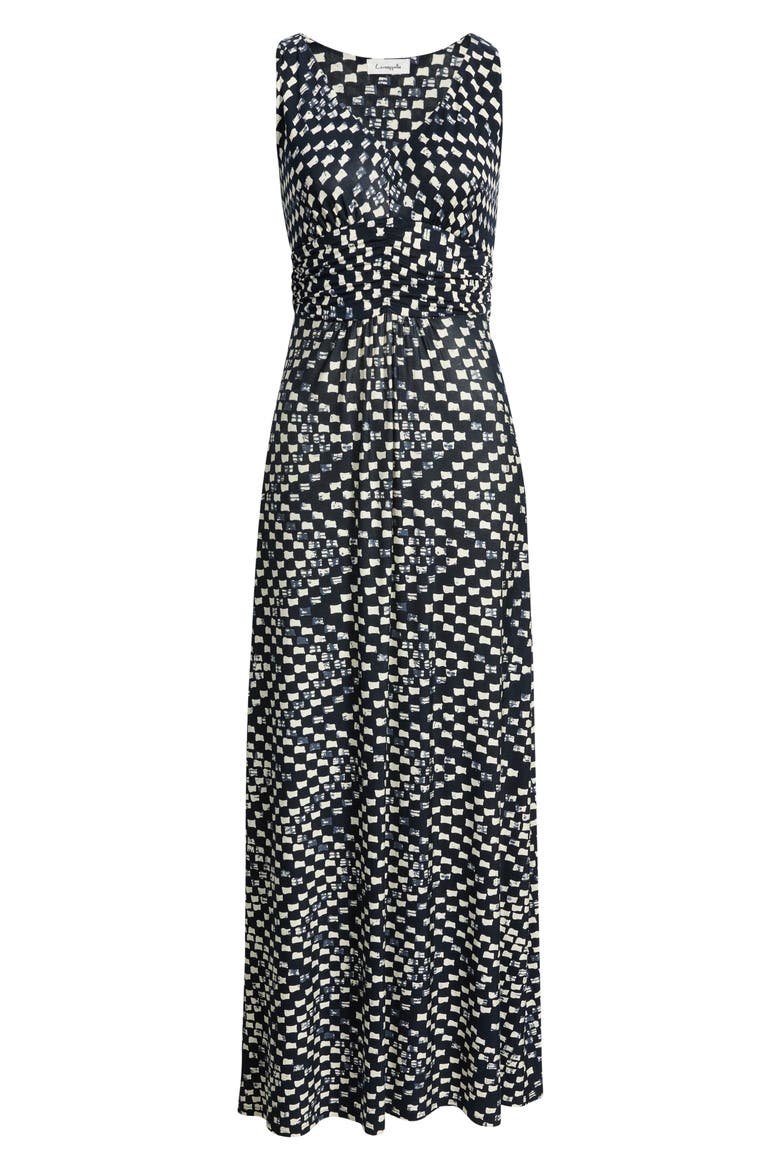 Ruched Empire Waist Maxi Dress, Alternate, color, BLACK/ IVORY