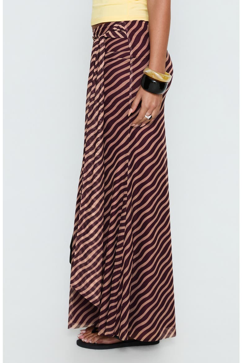 Caviar Stripe Tie Waist Maxi Skirt, Alternate, color, BROWN STRIPE