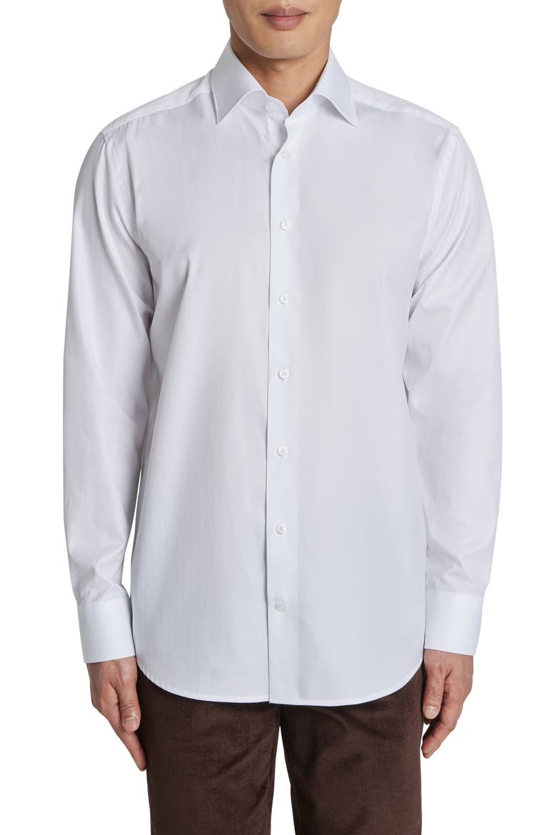 Adlam Solid Herringbone Dress Shirt, Alternate, color, WHITE