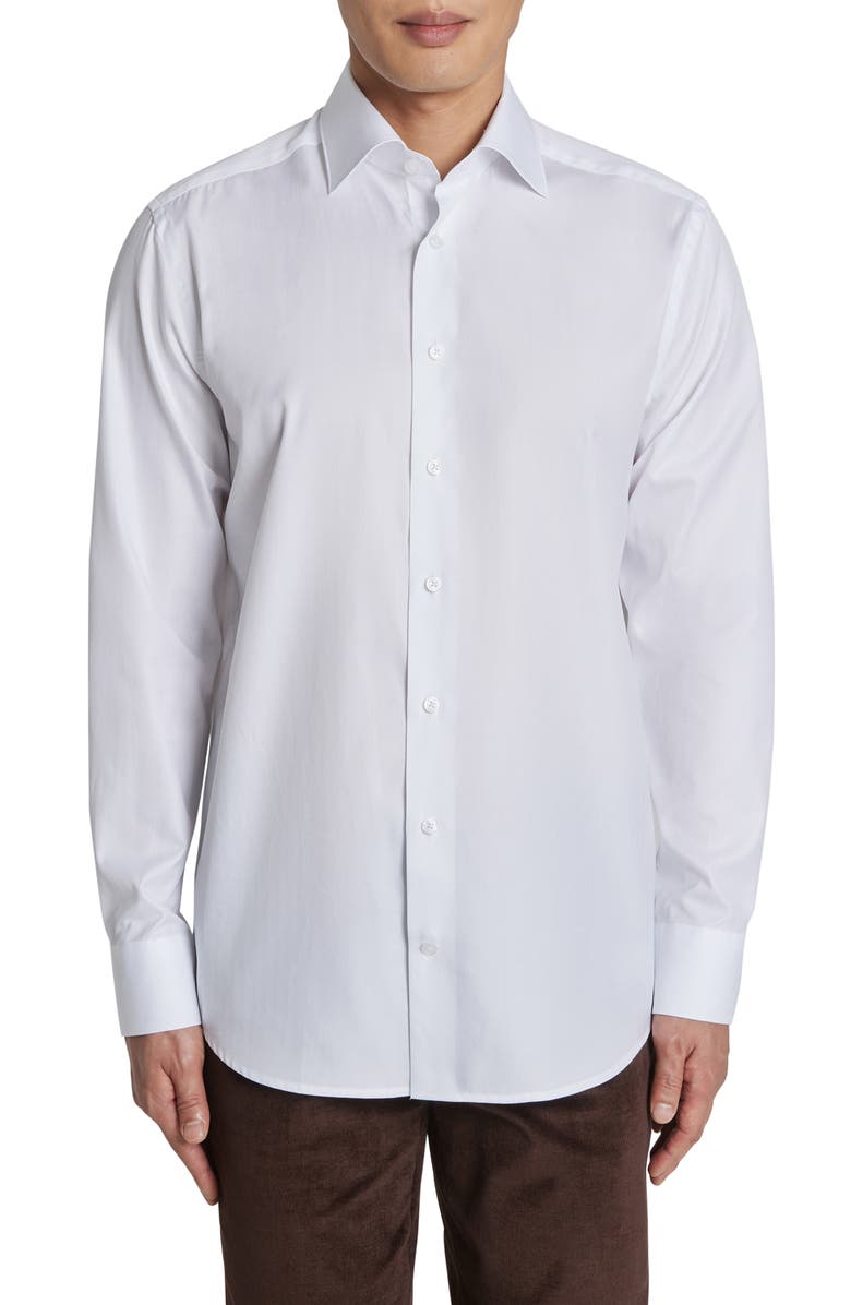 Jack Victor Adlam Solid Herringbone Dress Shirt, Alternate, color, White