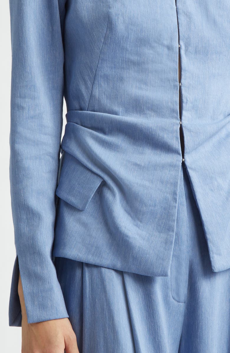 Lela Rose Slubbed Tucked Jacket, Alternate, color, Bluebell