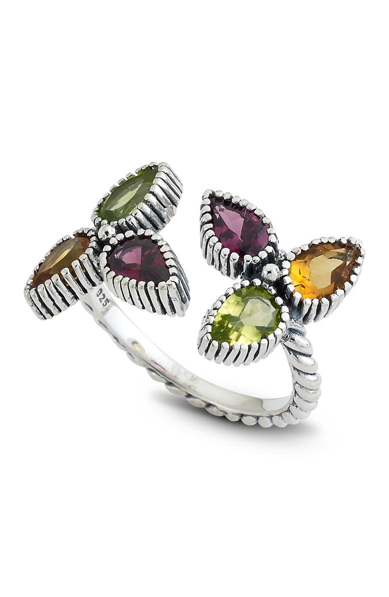 SAMUEL B. Sterling Silver Multi Color Pear Shape Bypass Ring, Main, color, 