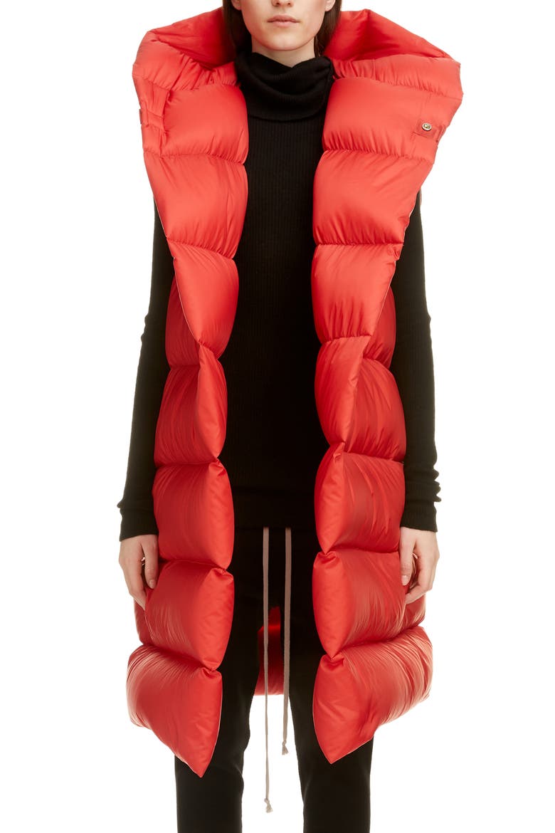 Oversized Down Puffer Vest, Main, color, RED