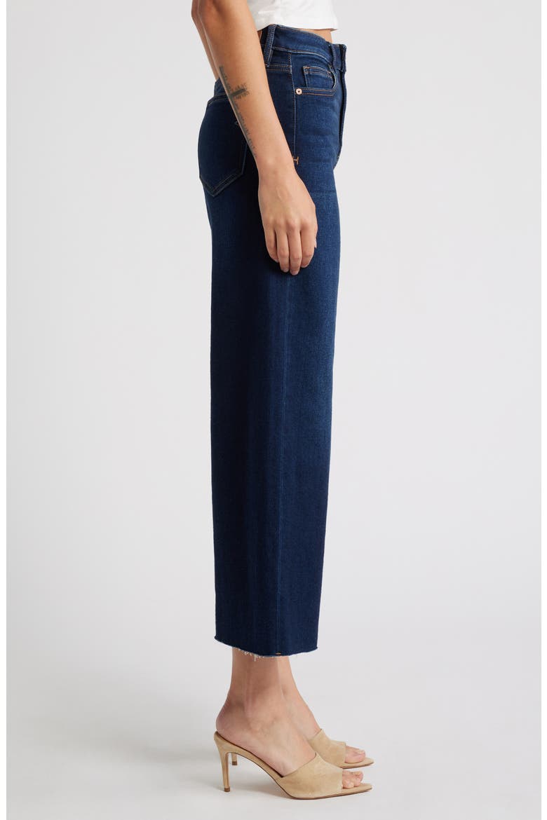 Clean Stretch Raw Hem Wide Leg Jeans, Alternate, color, DARK WASH