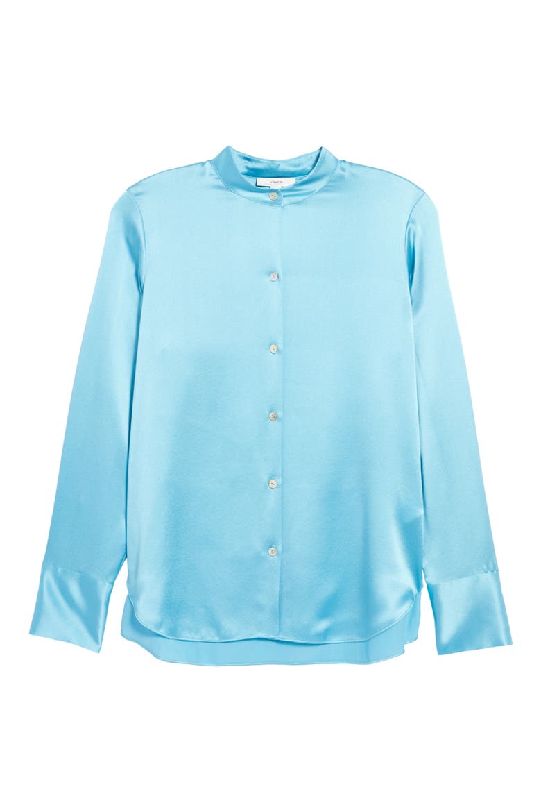 Slim Fit Silk Button-Up Shirt, Alternate, color, FOUNTAIN