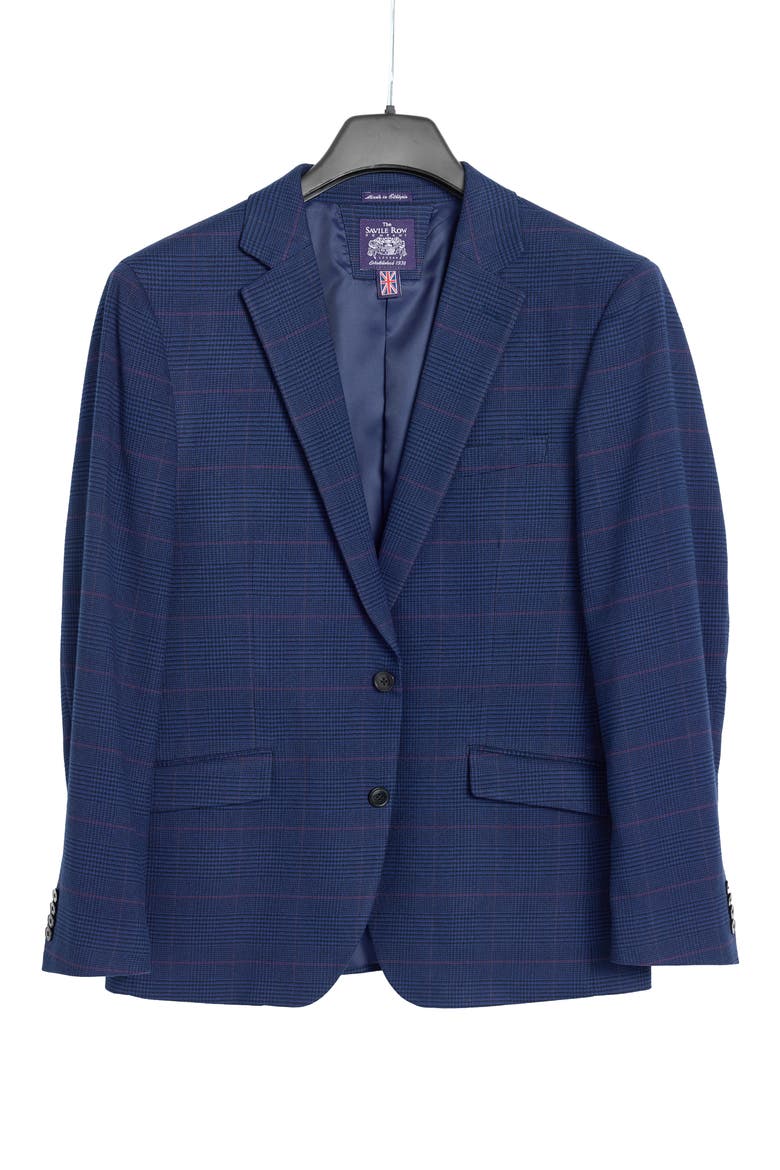Plaid Stretch Sport Coat, Alternate, color, NAVY