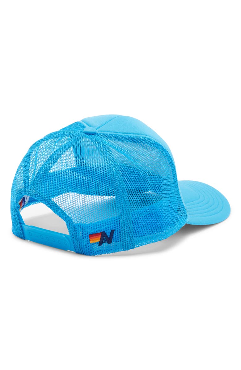 Aviator Nation Rainbow Logo Trucker Hat, Alternate, color, Light Blue