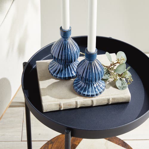 Napa Home & Garden Mela Taper Candle Holders Set Of 2 In Blue