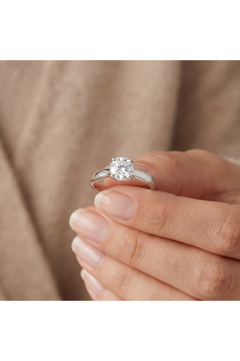 1 Ct Solitaire Round Cut Diamond Engagement Ring 14k Gold Lab Grown, Alternate, color, 14k White Gold