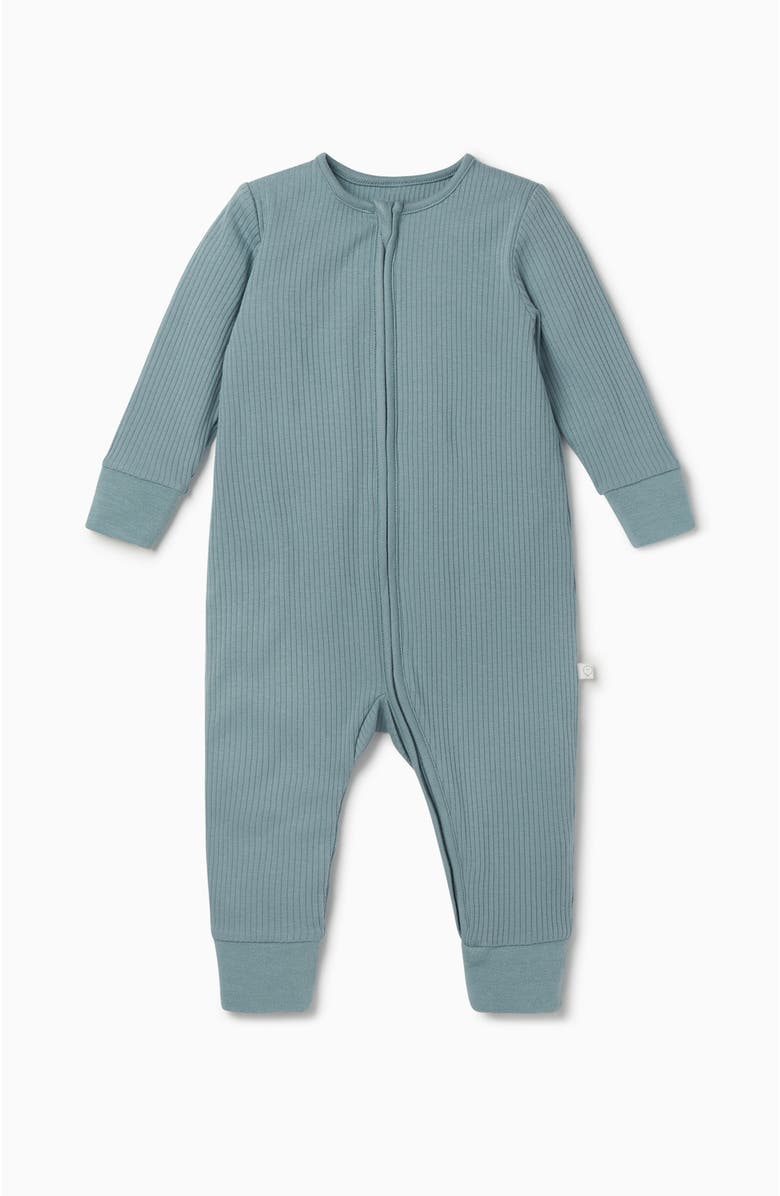 MORI Ribbed Two Way Zip-Up Sleepsuit, Main, color, Sky