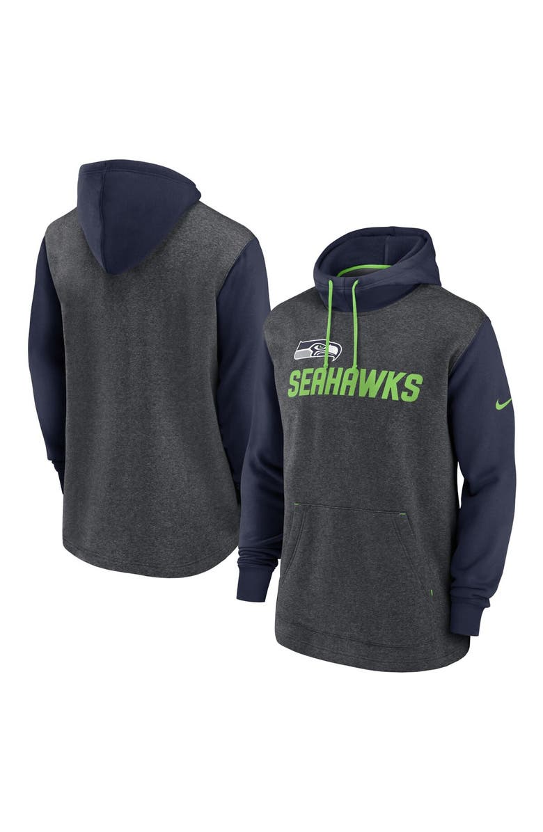Nike Men's Nike Heathered Charcoal/College Navy Seattle Seahawks Surrey Legacy Pullover Hoodie, Main, color, Heather Charcoal