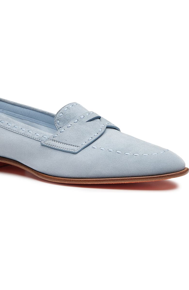 Santoni Women's Suede Penny Loafer, Alternate, color, Blue
