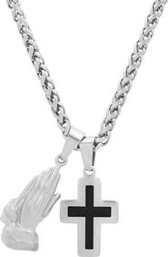 STEELTIME Prayer Hand & Cross Pendant Necklace