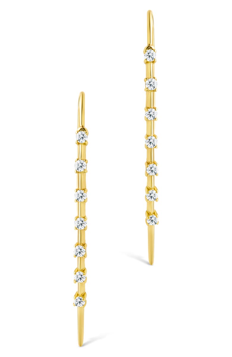 Sterling Forever Annalise Cubic Zirconia Studded Threader Earrings, Alternate, color, Gold
