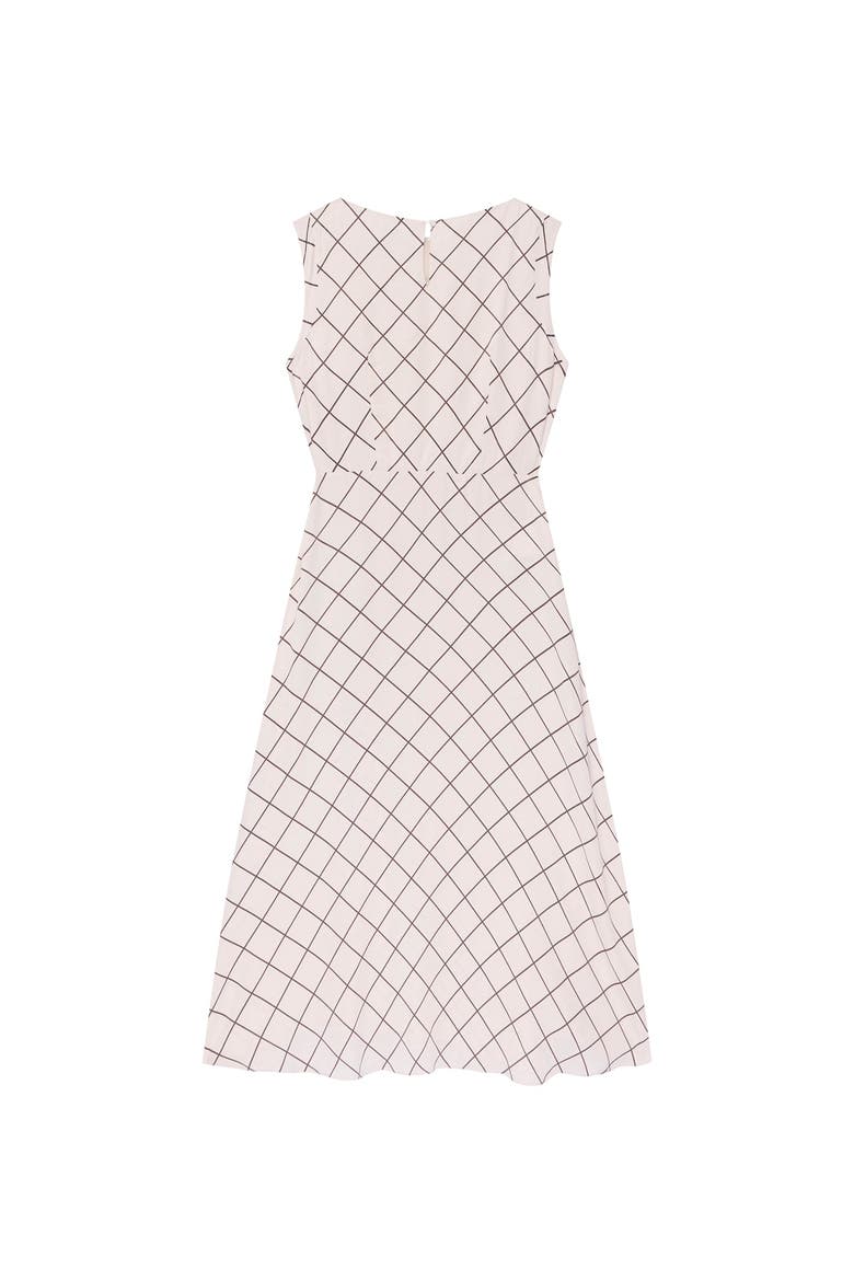 Satin Checked Midi Dress, Alternate, color, Cream