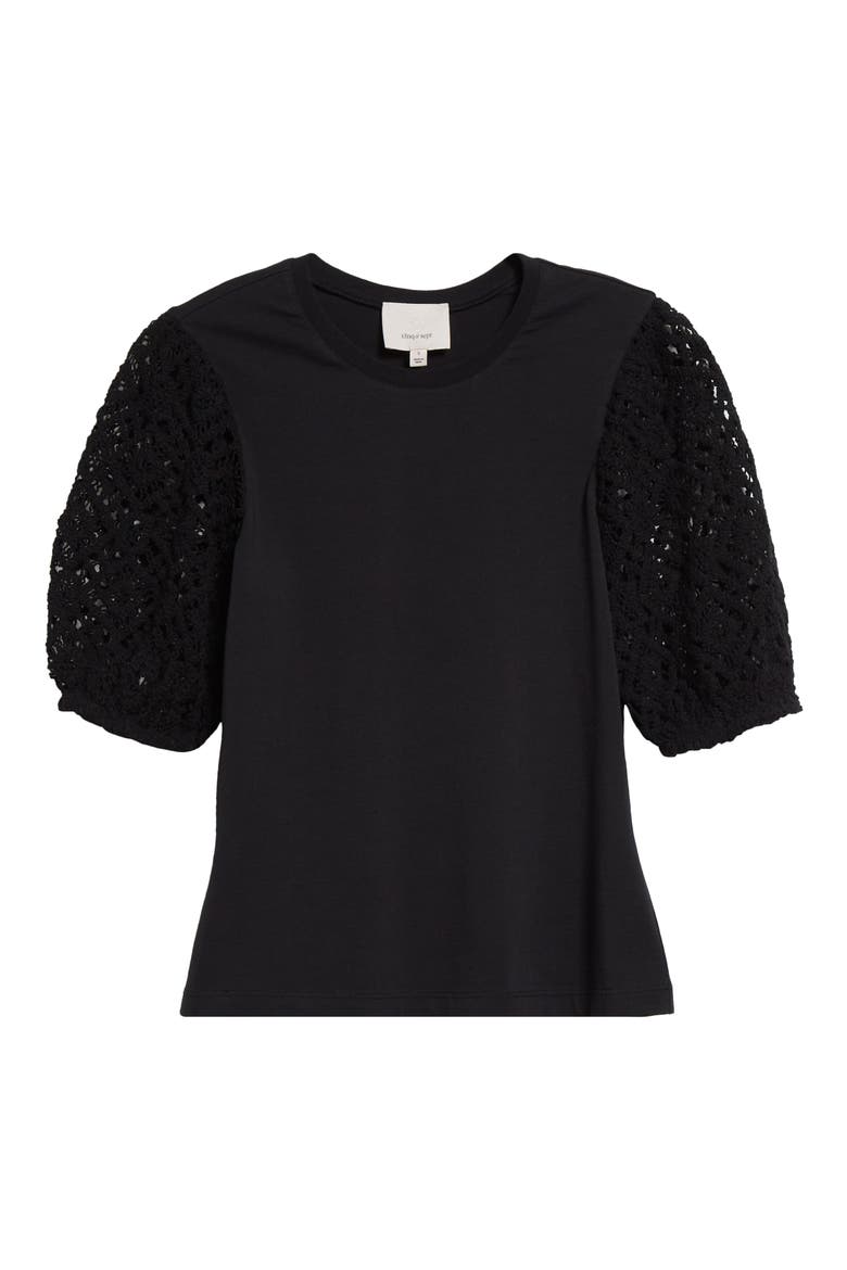 Corianna Lace Sleeve Top, Alternate, color, BLACK