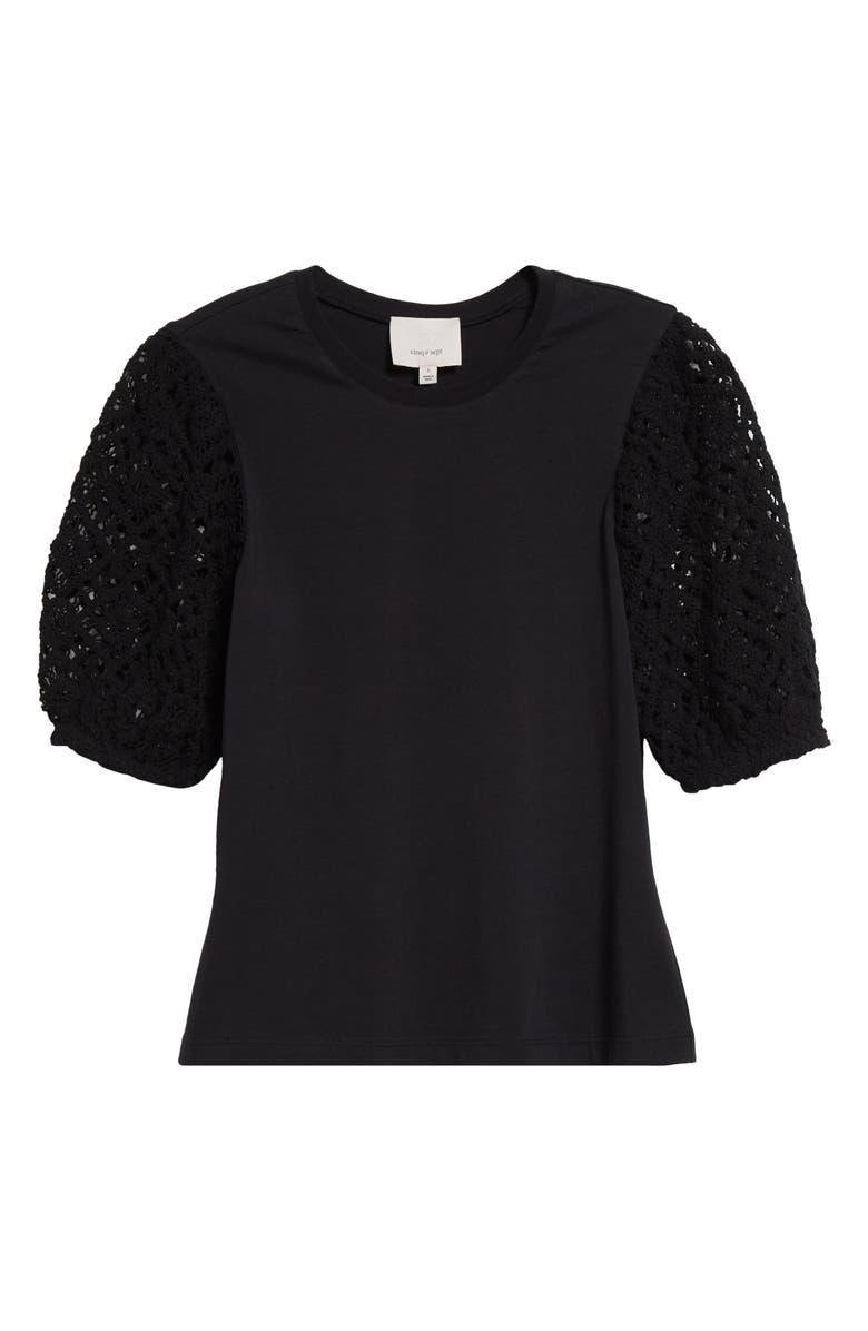 Cinq à Sept Corianna Lace Sleeve Top, Alternate, color, Black