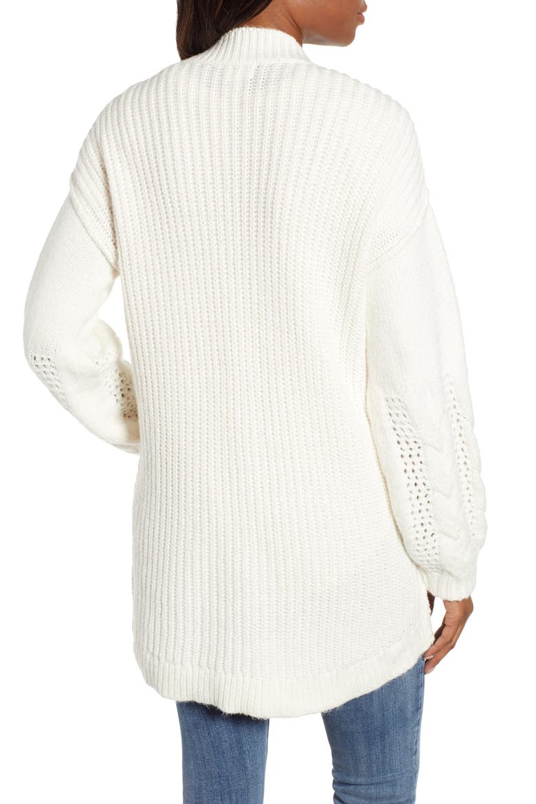 Cable Knit Sleeve Cardigan, Alternate, color, IVORY CLOUD