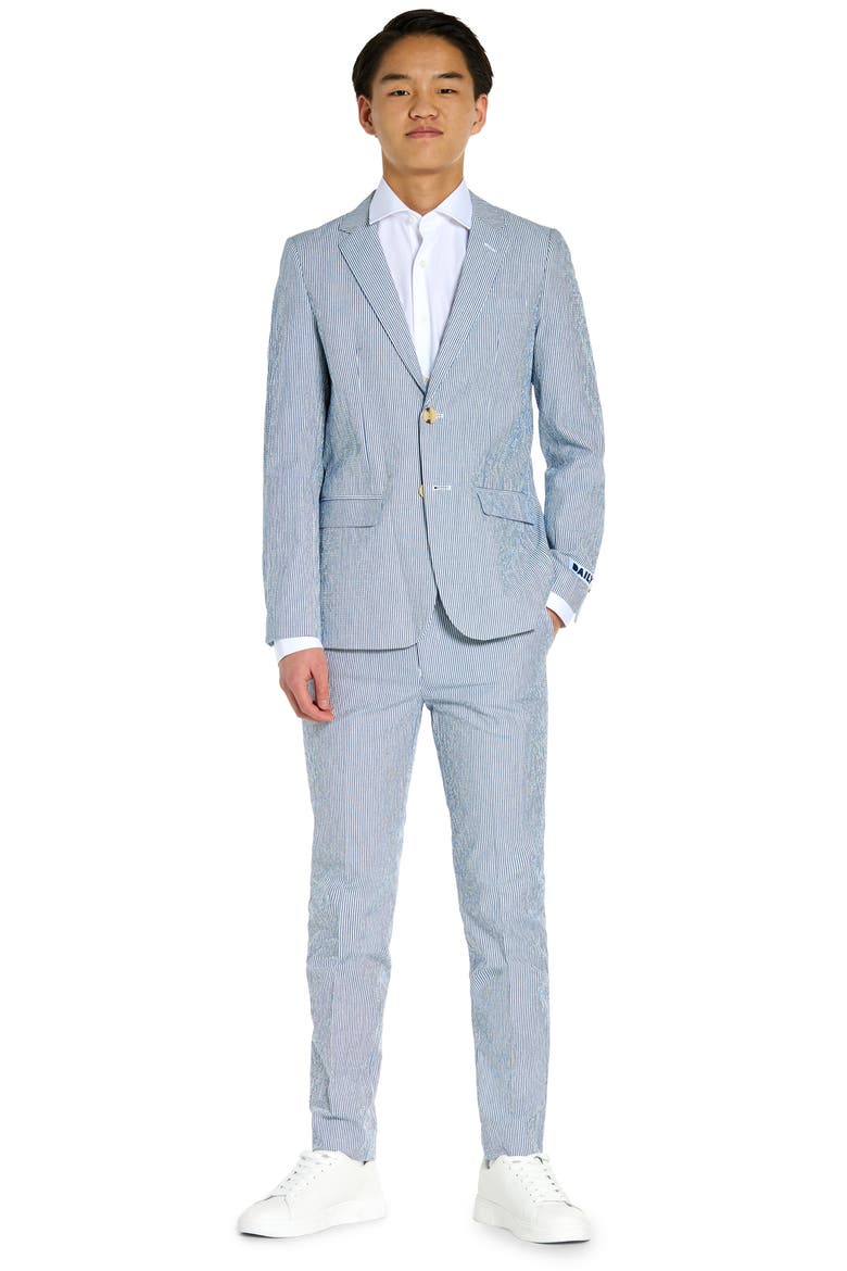Kids' Seersucker Two-Piece Suit, Main, color, BLUE