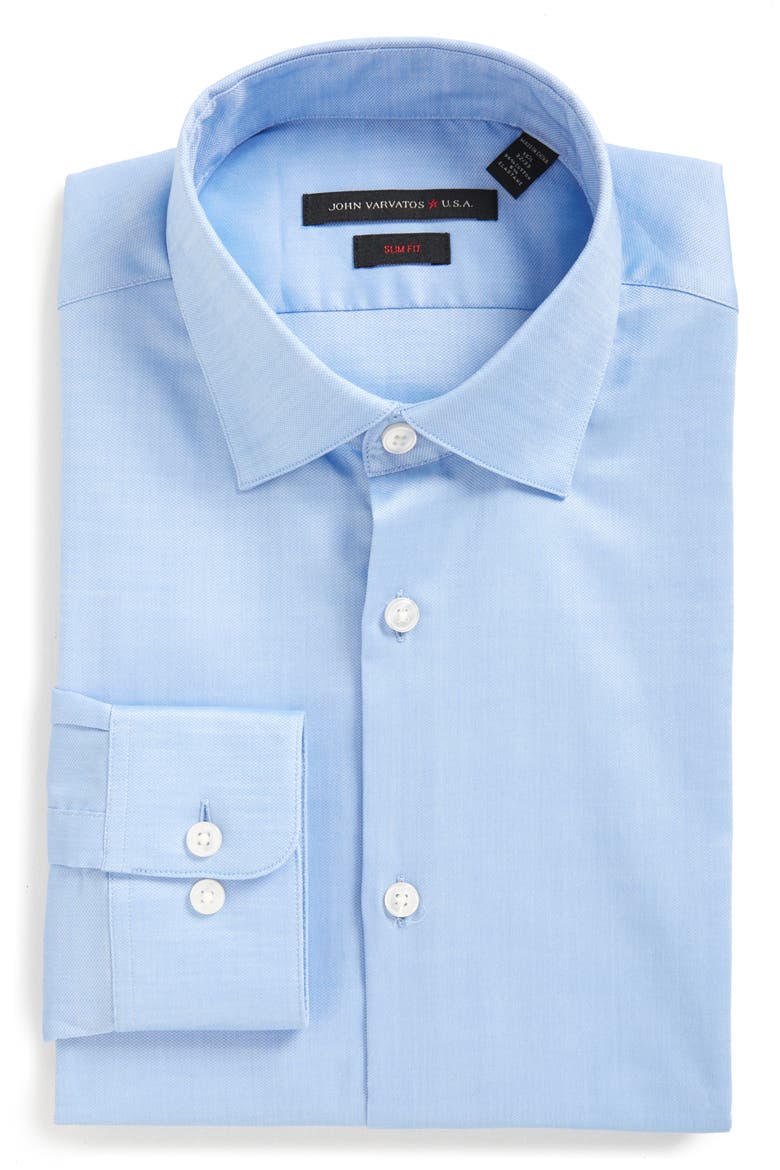 Soho Slim Fit Stretch Solid Dress Shirt, Alternate, color, ATLANTIC BLUE