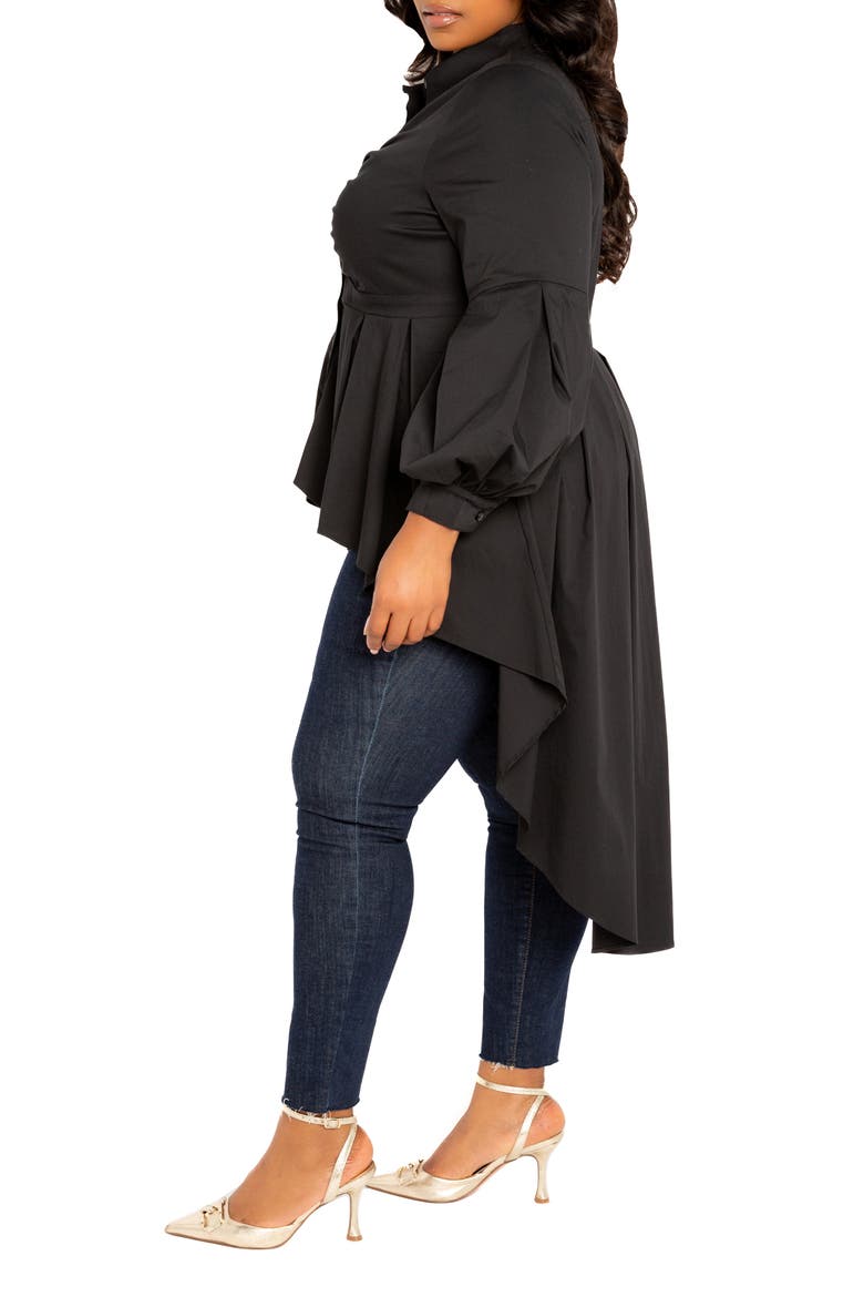 High/Low Peplum Shirt, Alternate, color, BLACK