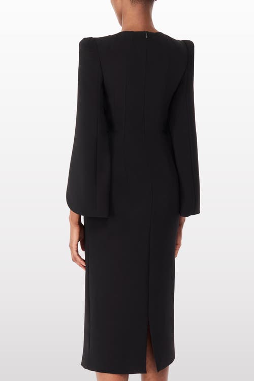 Jenny Packham Love Bow Split-sleeve Midi Dress In Black
