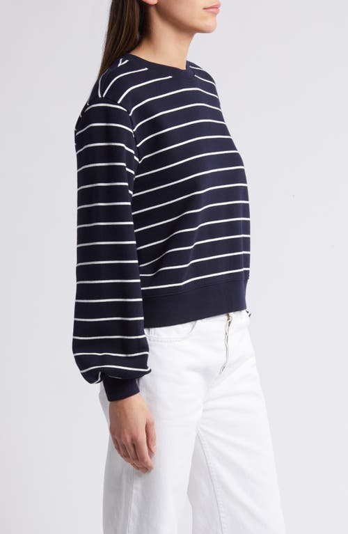 Frame Blouson Sleeve Sweatshirt In Navy Multi In Black