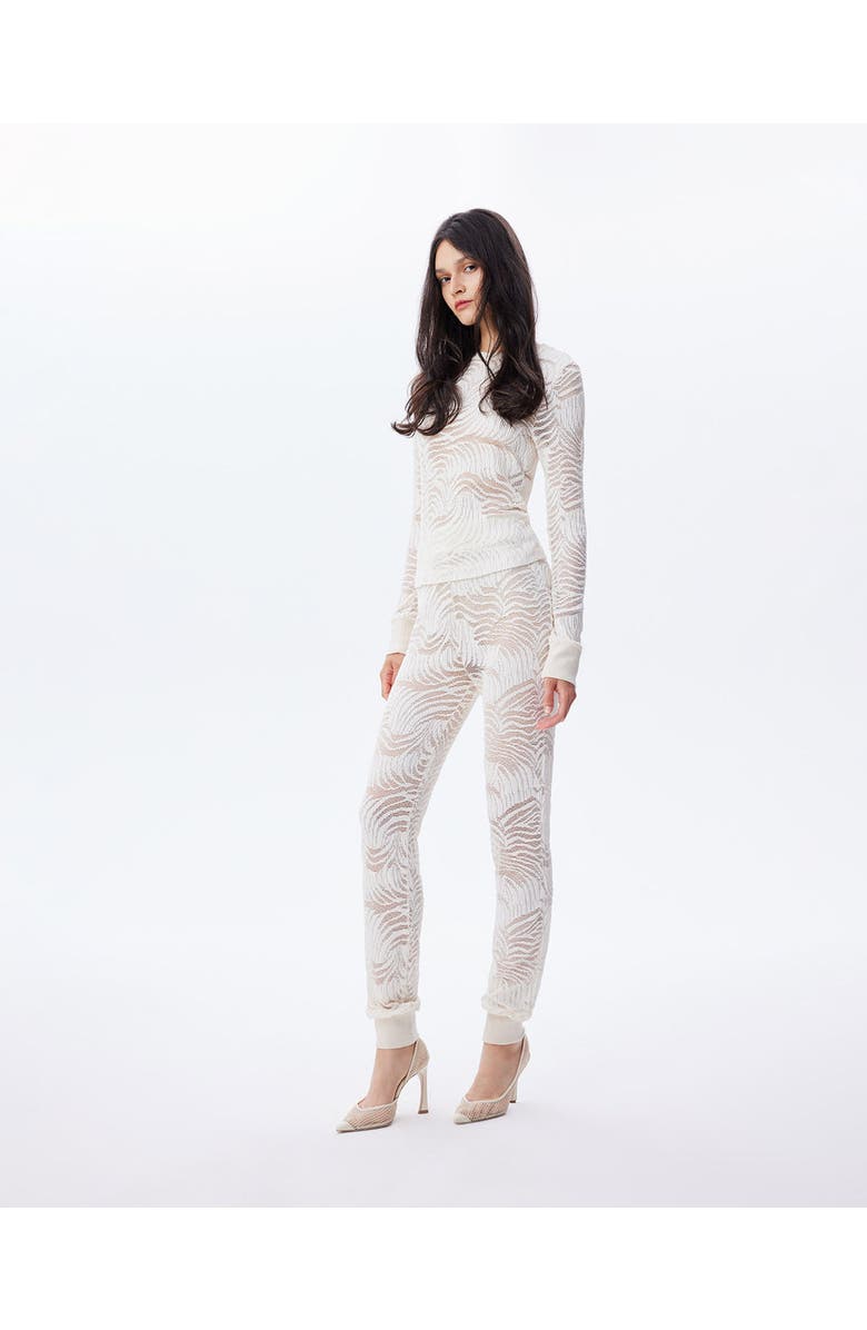 THEO The Label Artemis Fern Lace Long-Sleeve Top, Alternate, color, Ivory