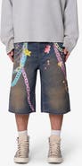 mnml Ultra Baggy Chain Print Denim Shorts
