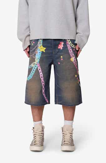 Ultra Baggy Chain Print Denim Shorts