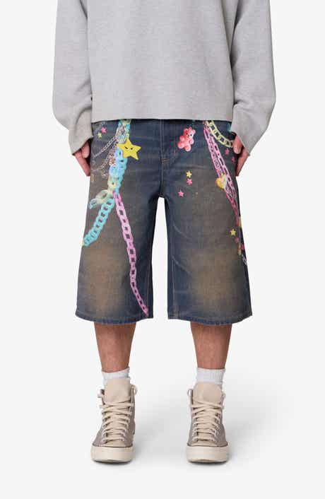 Ultra Baggy Chain Print Denim Shorts