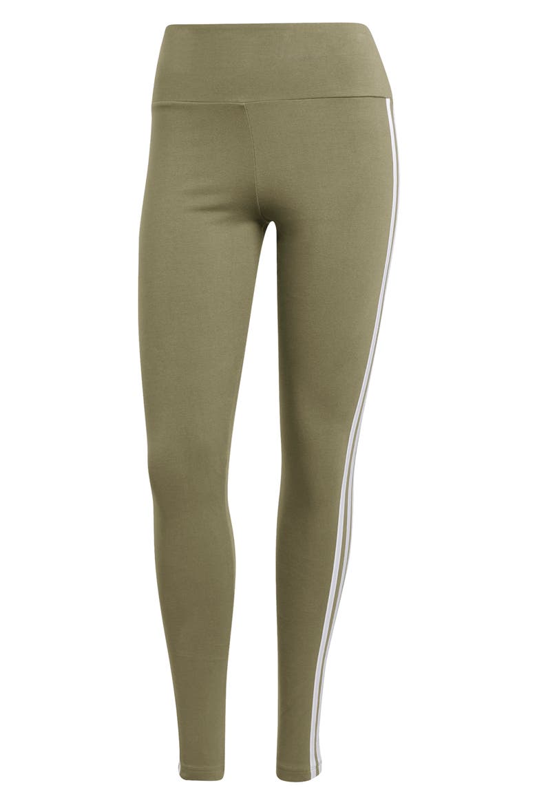 Adicolor 3-Stripes Leggings, Alternate, color, OLIVE STRATA
