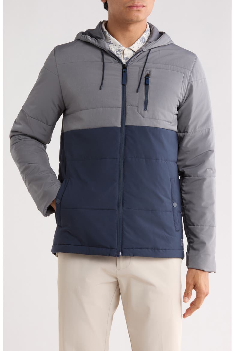 Torch Runner Colorblock Quilted Hooded Jacket, Main, color, TOTAL ECLIPSE