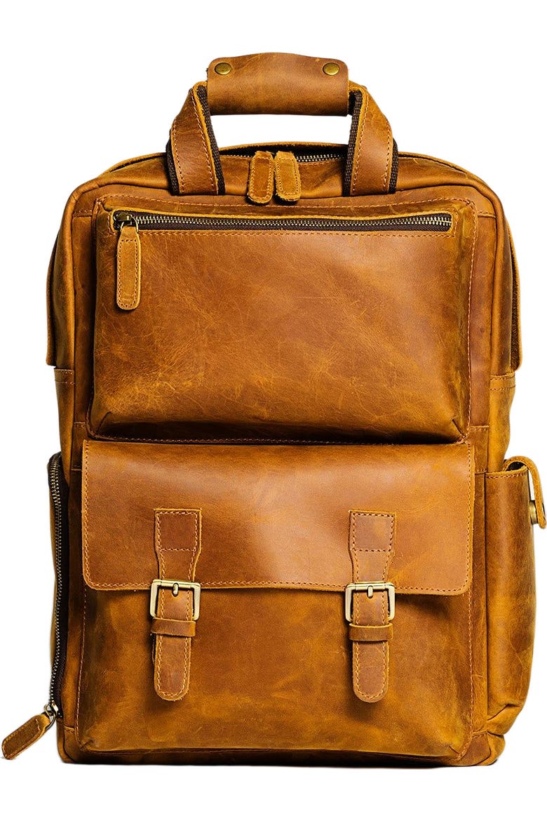 camera leather backpack Saddle Brown- Bahia quality double zippers and a wide STAR VISTA Bernini Vintage Full