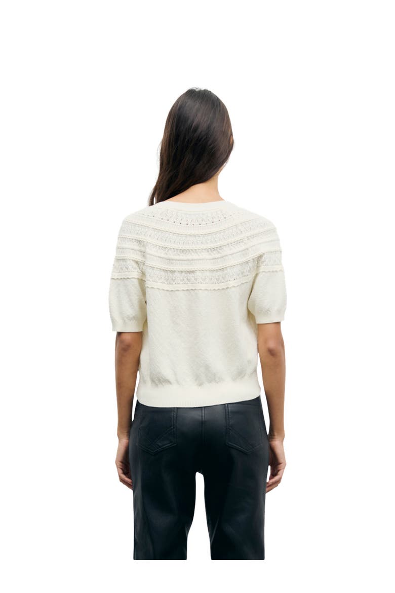 Roberte Cotton Short Sleeve Knitted Top, Alternate, color, White