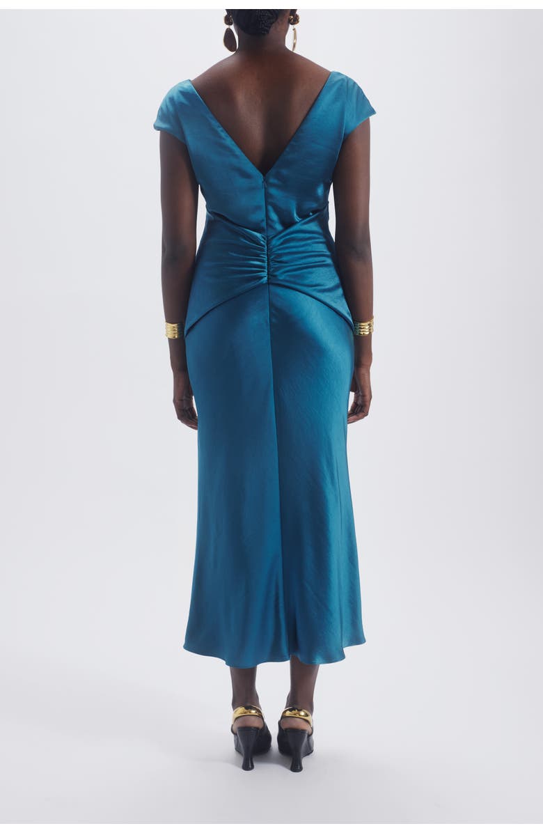 Amsale Cowl Twist Knot Dress, Alternate, color, Ocean