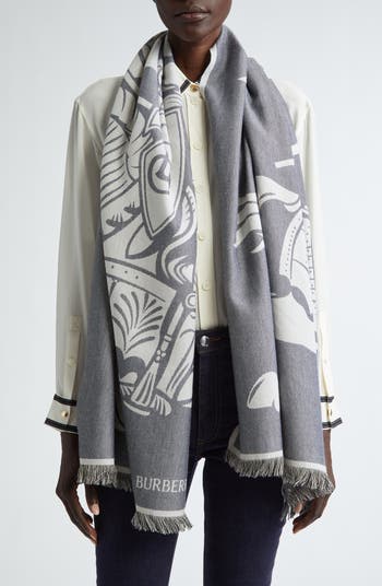 Burberry Equestrian Knight Wool & Cotton Scarf | Nordstrom