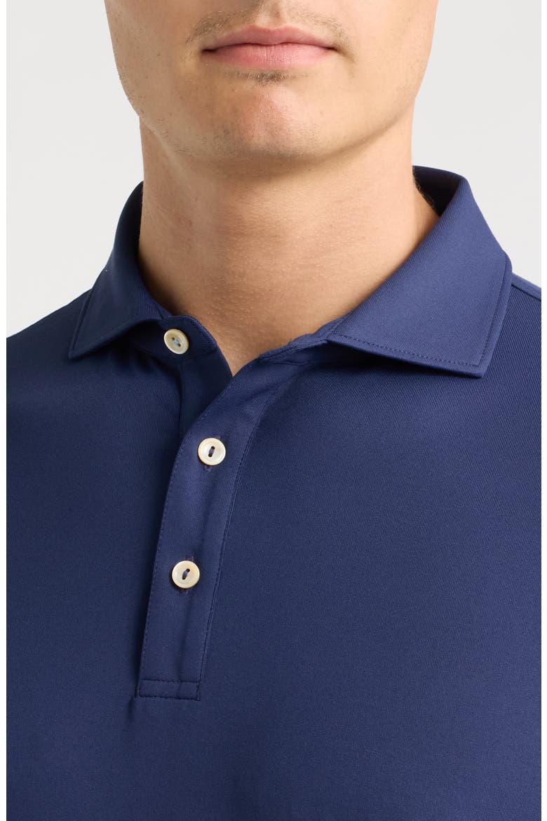 Lyons Heathered Long Sleeve Performance Jersey Polo, Alternate, color, NAVY