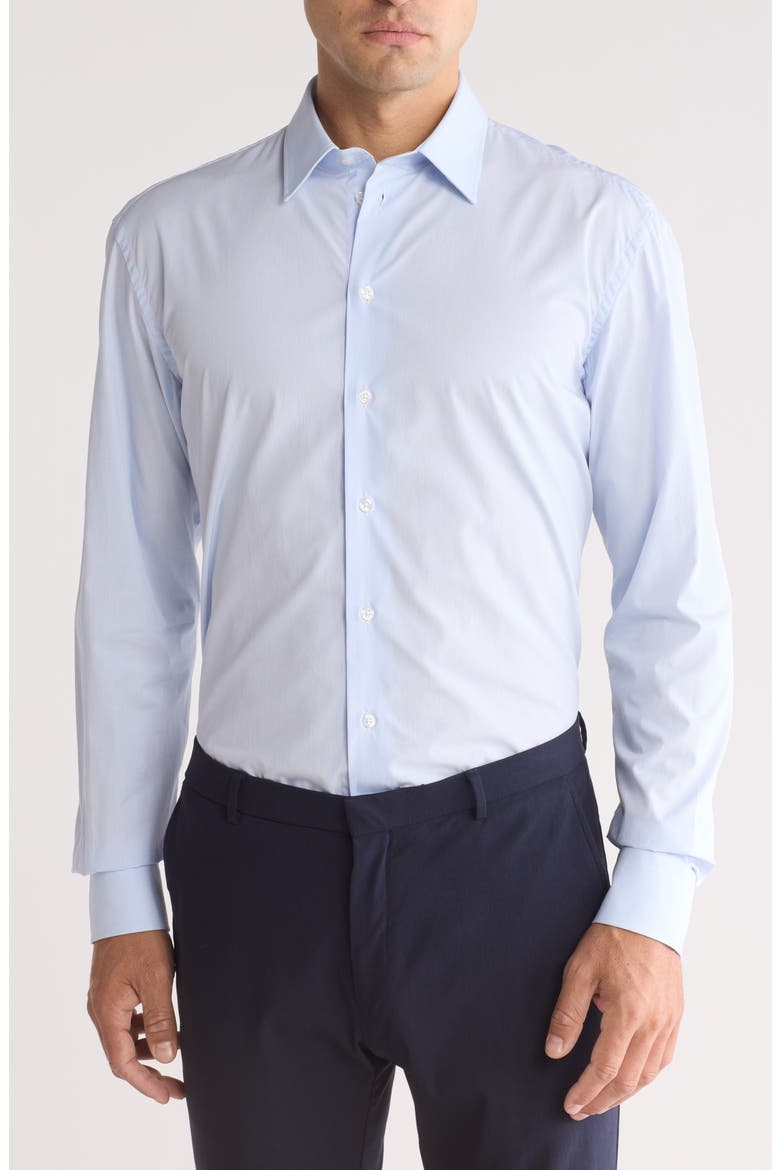 Pinstripe Cotton Twill Dress Shirt, Main, color, SKY BLUE